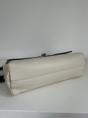 Autentica borsa a tracolla Lanvin Happy in pelle nera panna - Foto 8 di 13
