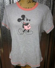 MICKEY MOUSE juniors XL ringer tee distressed T shirt Disney Store classic pose