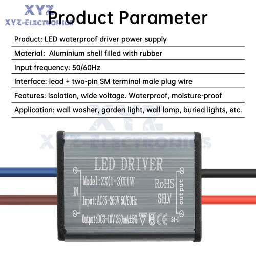 LED Driver 1-24W Adapter Transformer AC85V-265V 250mA Waterproof Power Supply - Picture 5 of 30
