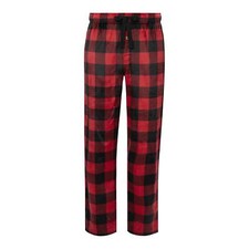 Fruit of The Loom Men's Red Plaid Fleece Lounge Sleepwear Pajama Pants: S-3XL
