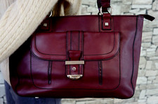 ETIENNE AIGNER DAMEN ECHT LEDER VINTAGE FREIZEIT HENKEL TASCHE LOGO DUNKELROT