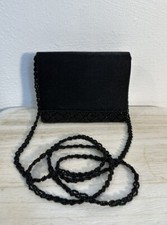 Vintage Evening Bag Clutch Black Glimmer Beaded PROM Wedding EUC