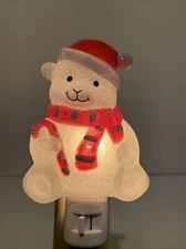 Christmas Polar Bear Wall Night Light Nostalgic 6”