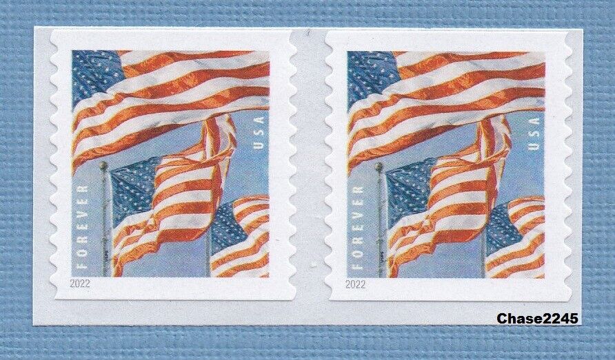Scott #5655 2022 US Flags Forever w Max 49% OFF 202 Indianapolis Mall PAIR Coil Paper - BCA
