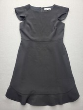 Loft Womens Dress 6 Black Basic MIni Short Sleeve Solid Casual Party Stylish