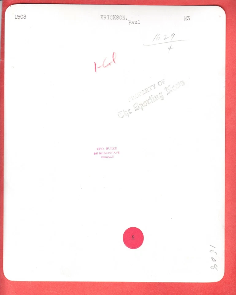 George Burke Chicago Cubs 1941 8 x 10 tipo 1 Paul Erickson novato Foto 2 de 2