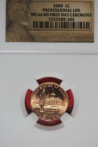 2009 NGC 1C MS66 RD FIRST DAY OF CEREMONY PROFESSIONAL LIFE LINCOLN CENT #B49167