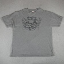 Vintage Harley Davidson T-Shirt Men Size 2XL Gray S/S Made in USA Elk Grove