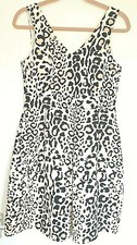 Leopard Print Dress size 12  /  14 sleeveless stretch bodycon cream / black  NWT