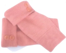 FINGERLESS GLOVES PINK ORANGE 100% MERINO WOOL ONE SIZE S - M - L OS MITTENS