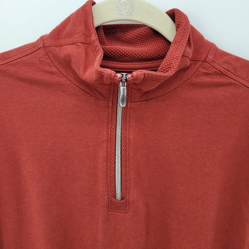 Tommy Bahama Mens Sweater Medium Brown/Red Pullover Quarter Zip Mock Neck Logo - Picture 3 of 12