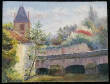 French School: Antique Impressionist Oil Landscape Signed Dated 1920 France