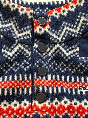 Vineyard Vines Boys Fair Isle Snap Button Fleece Pullover Sweater Whale M 12-14 - Picture 10 of 18