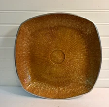 SIMPLY DESIGNZ Gold Enamel Serving Platter Bodoni 14" Square Centerpiece Dish