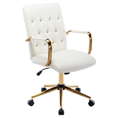 Duhome PU Leather Home Office Desk Chairs, Modern Gold Task