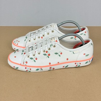 Keds Rifle Paper Company Leather Strawberry Print Sneakers Womens 8 White