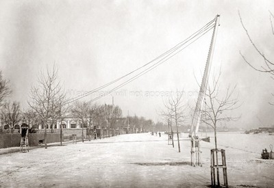 Tientsin Tianjin China Snowy Winter Street Scene River Vtg. Photo 19thC.