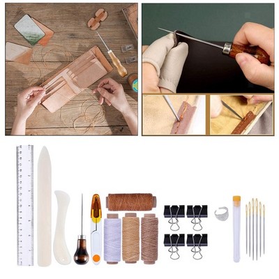 Premium Leder Crafting Tool DIY Nähen Fingerhut Nadeln Schere Set