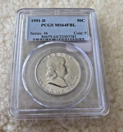 1951 D FRANKLIN HALF DOLLAR PCGS MS64 FBL - UNCIRCULATED - 50C