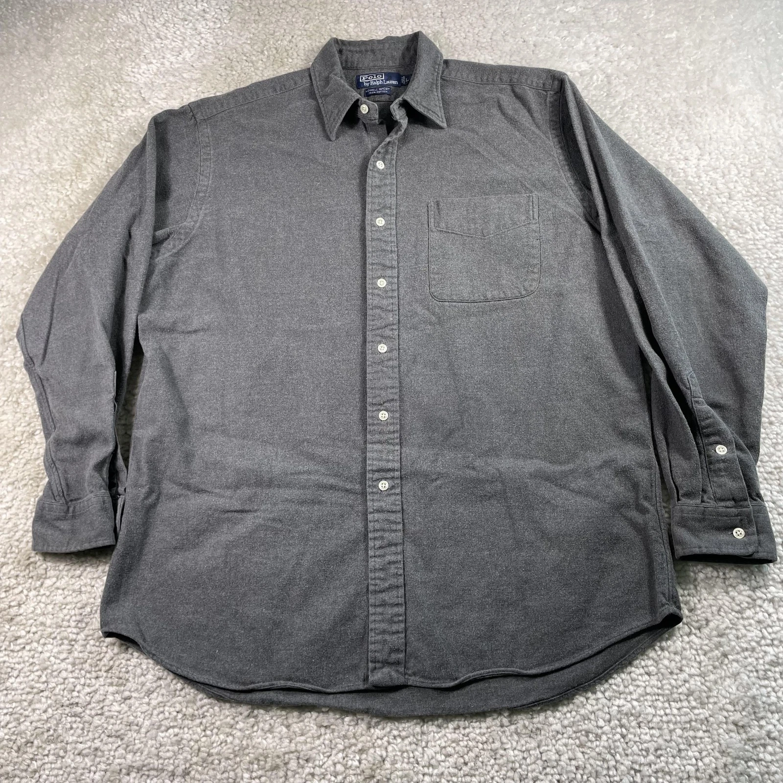 Vintage Polo Ralph Lauren Shirt Mens Large Gray Lowell Sport Flannel Button Down