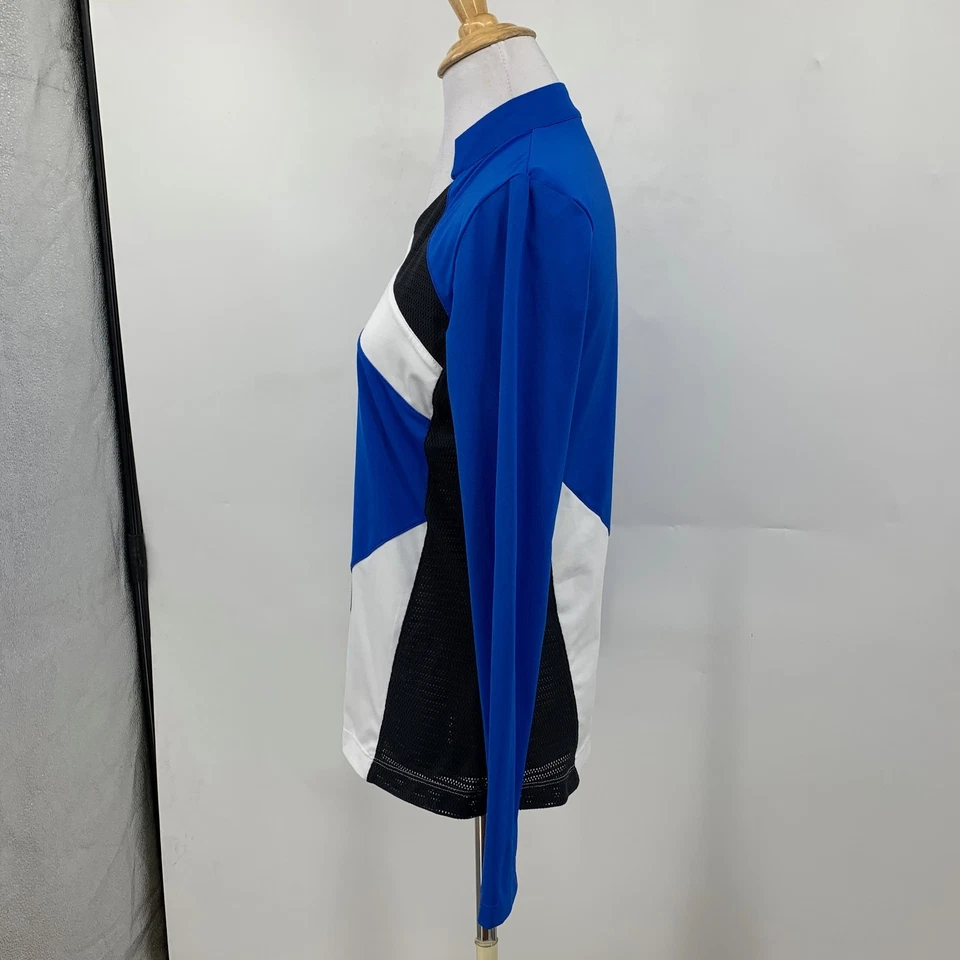 Top trasero para mujer S pequeño azul negro panel de malla simulado rendimiento golf bloques de colores Foto 4 de 4