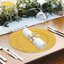 33cm/13in Gold 50Pcs Antique Charger Plates Decorative Plate for Table Dinner
