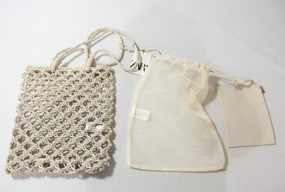 Zara Womens Shoulder Strap Drawsting/Wallet Woven Shopper Bag NC3 Ecru One Size 