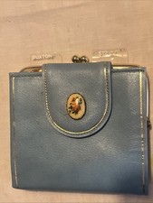 Vintage Buxton Blue Cowhide Wallet Coin Purse Floral Clasp w/ Original Inserts