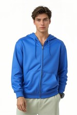 Zip Up Hoodie Mens Fleece Plain Zipper Hooded Sweatshirt Polyester Zipped Jumper