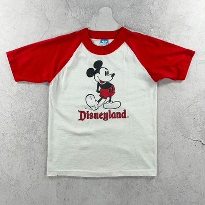 Vintage 80er Disney T-Shirt Kinder Größe Large weiß & rot Mickey Mouse hergestellt in den USA