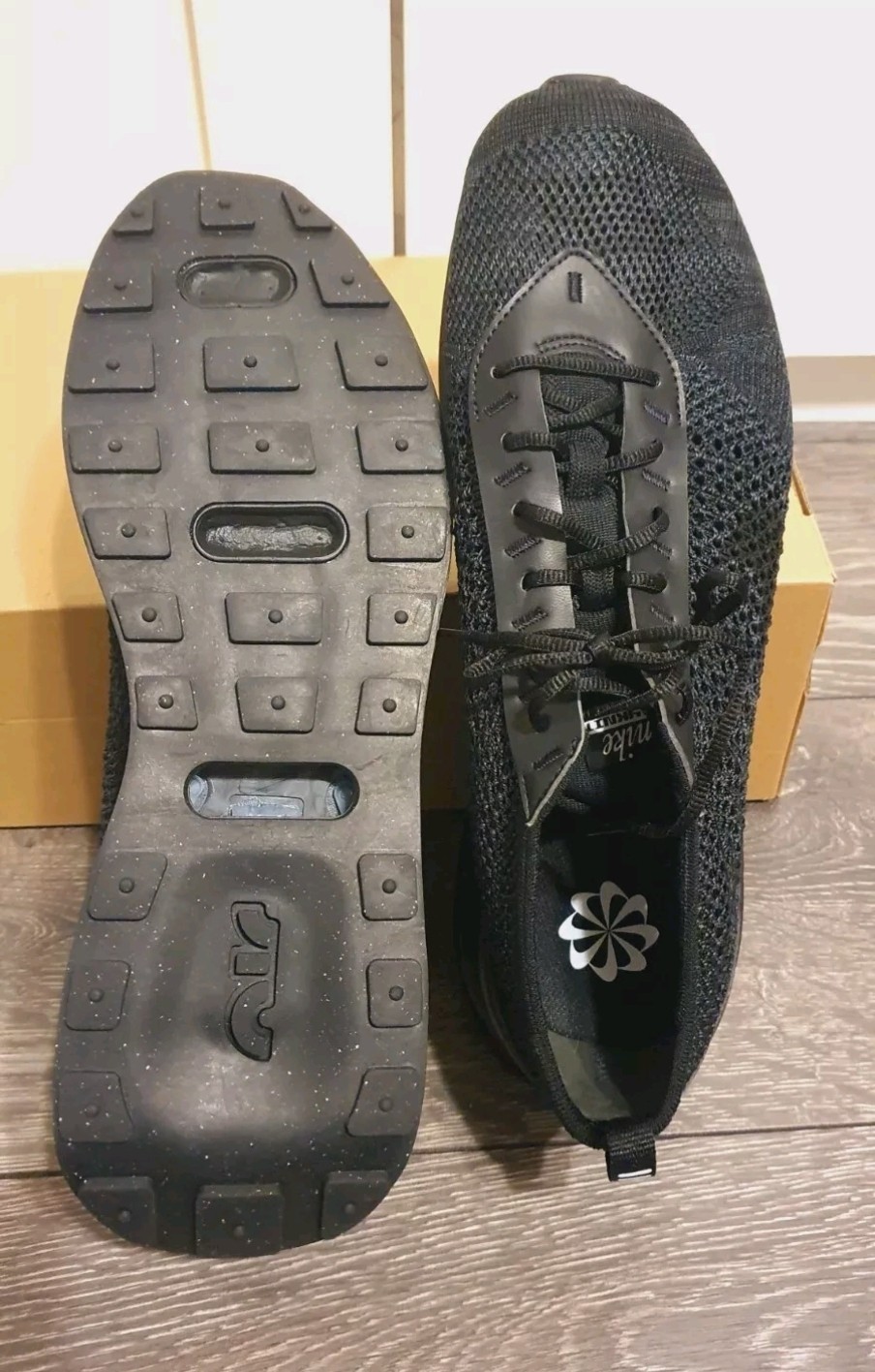 Nike Air MAX FLYKNIT RACER Triple Black FD2764001 UK Size 10.5 RRP 159.99 image 3