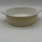PYREX 471 Sandalwood White On Tan Casserole 1 PT Made In USA READ
