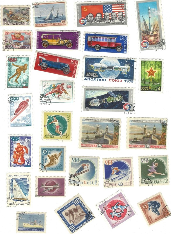 Russia/Soviet Union,  90 diff. colorful stamps, most big (POSTAGE, COLLECTIBLE)
