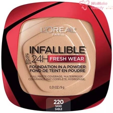 LOreal Infallible 24H Fresh Wear Foundation In A Powder 220 Sand 0.31oz