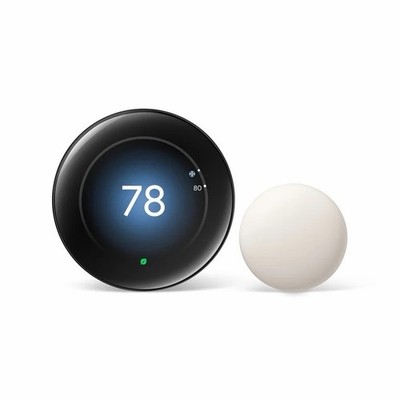 Google Nest Learning Thermostat 4th Gen + Temp Sensor 2nd Gen Wi-Fi Black