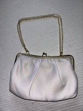 Vintage 7 Inch White Clutch Purse With Gold Hardware, La Regal Handmade