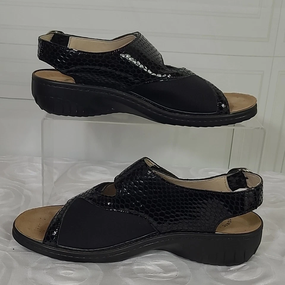 Flexus by Spring Step Aksamala Comfort Sandal Black Patent Leather Python - Image 2 of 4