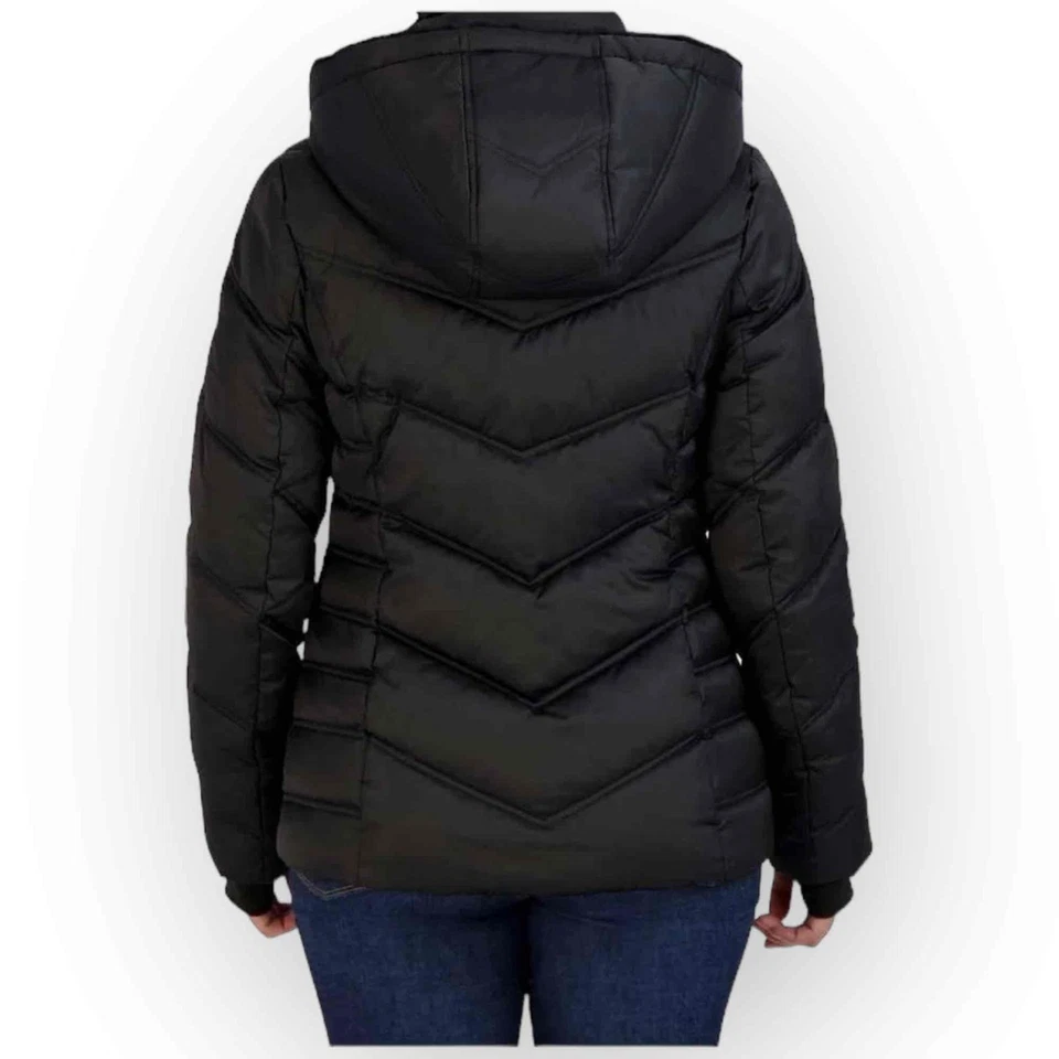 Chaqueta acolchada con capucha negra para mujer Nautica nueva con etiquetas - Talla M - Forro de bolsillo polar Foto 4 de 4