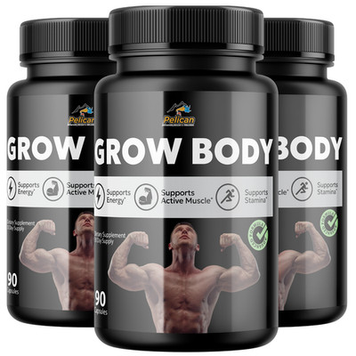 Grow Body- Bodybuilding & Men's Health Support- 3 Bottles- 270 Capsules