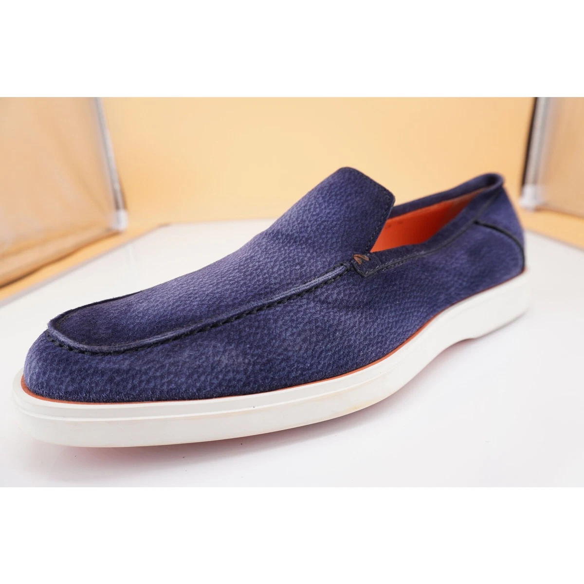 Santoni Fatte A Mano Blue Suede Loafer Size 9.5 Santoni Shoes Loafers Suede Blue main image 4