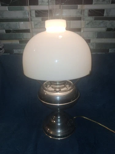 Antique Electricfied Rayo Oil Lamp With Milk glass Shade