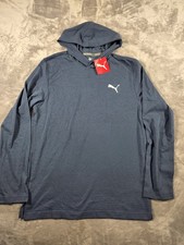 Nuevo con etiquetas Camiseta Puma Fleet L/S Tejida Ligera Para Hombre Pequeña Azul/Negro Rayas
