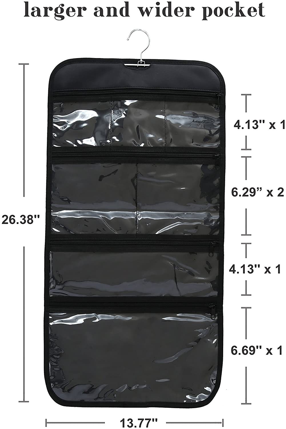 Foldable Clear Hanging Travel Toiletry Bag Cosmetic Organiser Storage, Black,...