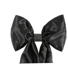 200 Black and Silver Rhinestone Bow Covers - 8 Row - wedding chair sash reusable
