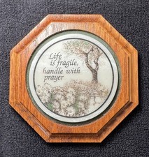 VTG Religious Wall Plaque “Life Is Fragile, Handle With Prayer” 5.5 x 5.5” Wood