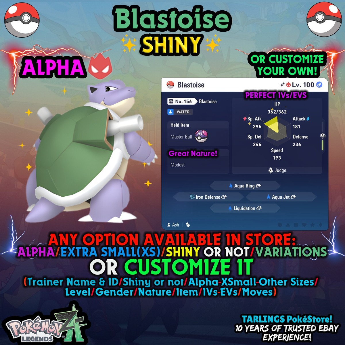 Pokemon Legends ZA 🐉 Blastoise - SHINY/NON/ALPHAS/XS/BUNDLES