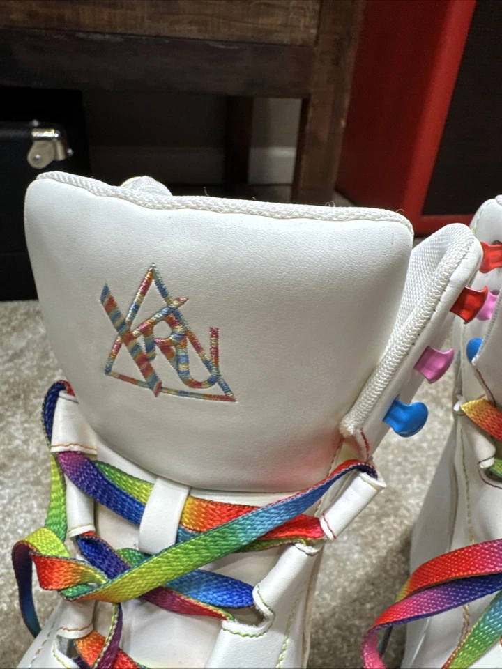 Sapatos plataforma YRU Qozmo ponto arco-íris tamanho 10 plataforma branca plataforma alta - Imagem 4 de 4