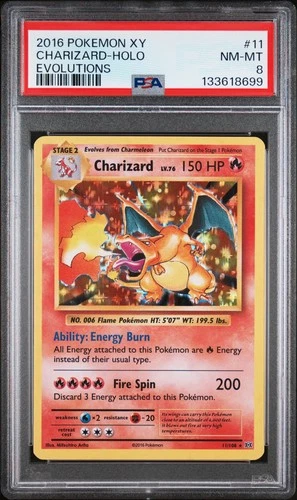 2016 POKEMON XY EVOLUTIONS #11 CHARIZARD-HOLO PSA 8