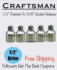 Bulk of 5 Wholesale Lot Craftsman 1/2" Drive to 3/8" Socket Adapter CMMT99222