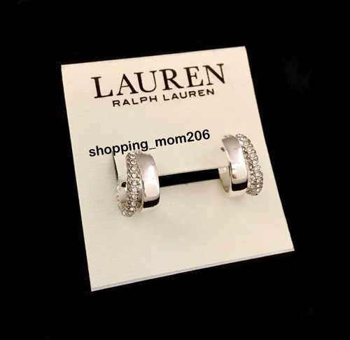 Lauren Ralph Lauren Silver-Tone Small Pavé Split-Hoop Earrings RV$38 - Picture 3 of 4